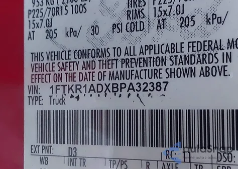 2011 Ford Ranger Xl from USA, damaged, VIN 1FTKR1ADXBPA32387